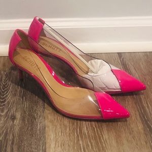 BRAND NEW Schutz clear and hot pink pumps
